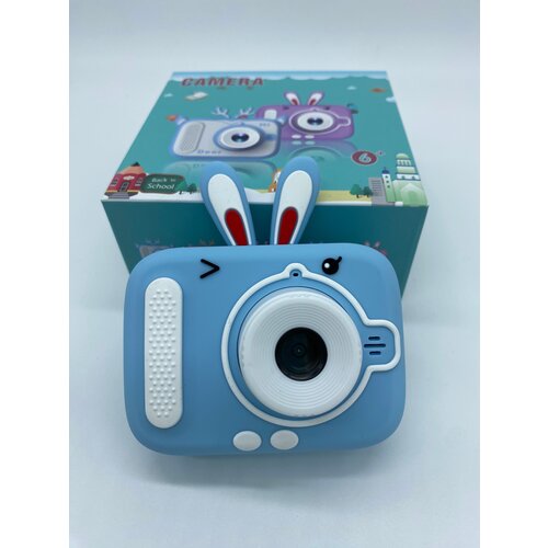 Фотоаппарат детский Зайчик с селфи камерой и играми 3в1 голубой 135000₽