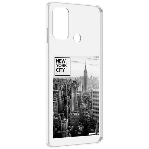 Чехол MyPads черно белый Нью-Йорк для ZTE Blade A52 задняя-панель-накладка-бампер