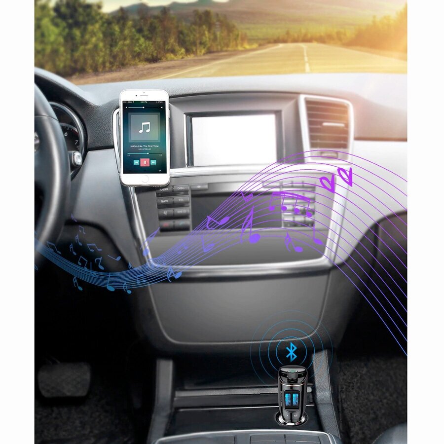 Автомобильное зарядное устройство Baseus Locomotive Bluetooth MP3 Vehicle Charger (CCALL-RH01) Black - фото №9