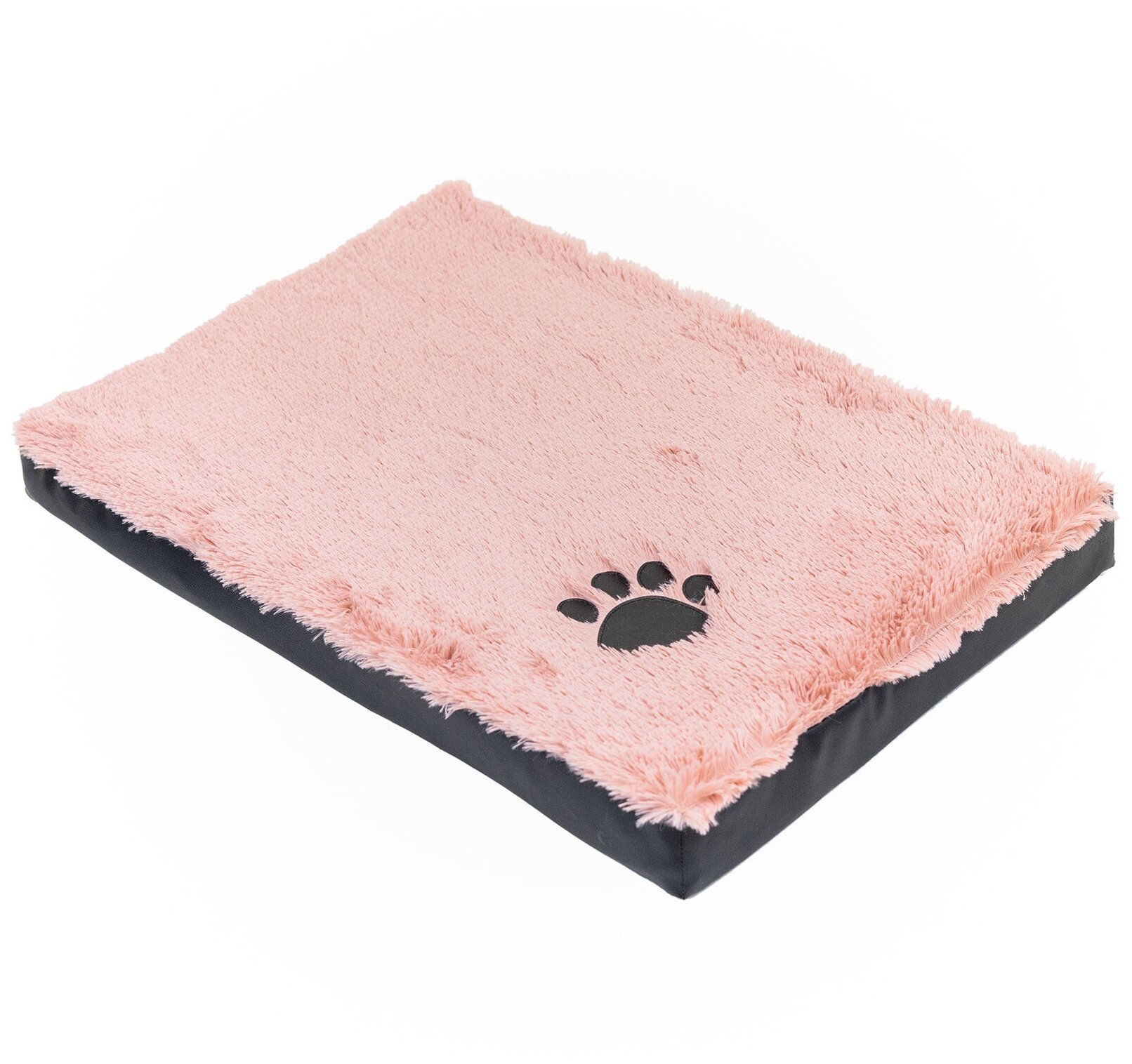 Лежак для собак прямоугольный PLUMON "PetTails" 105 х 70 х 7см (пушистый мех,экокожа,периотек), пыльная роза - фотография № 1