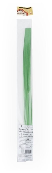 "Mr.Painter" Бумага для квиллинга , цв. светло-зелёный 27, длина полос -35 см, ширина -1,5 мм