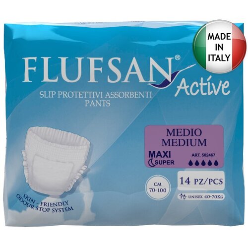 Подгузники-трусики FLUFSAN Active SUPERNIGHT Maxi Размер Medium (средний)