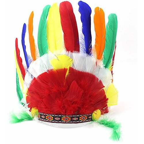 Карнавальный аксессуар Riota Индеец карнавальный костюм головной убор riota перья индейца разноцветный
