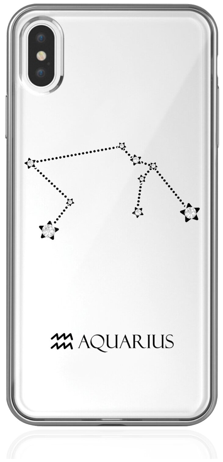 Прозрачный силиконовый чехол с кристаллами Lux для iPhone XS Max Знак зодиака Водолей Aquarius для Айфон 10С Макс