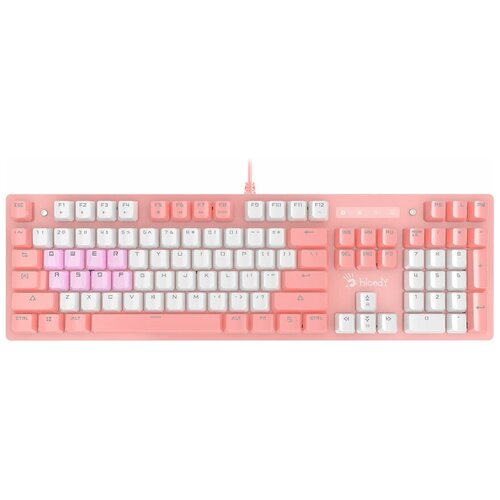 Клавиатура A4TECH Bloody B800 Dual Color, USB, розовый + белый [b800 pink] клавиатура a4tech bloody b800 dual color русские и английские буквы розовый b800 pink