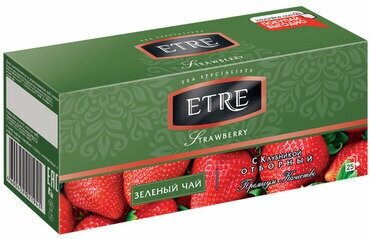 "ETRE", strawberry чай зеленый с клубникой, 25 пакетиков, 50 г - фотография № 2