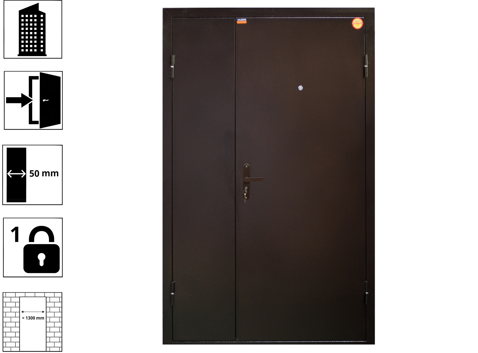 Дверь металлическая Дуэт 1250R мет/мет Антик медь - фотография № 1