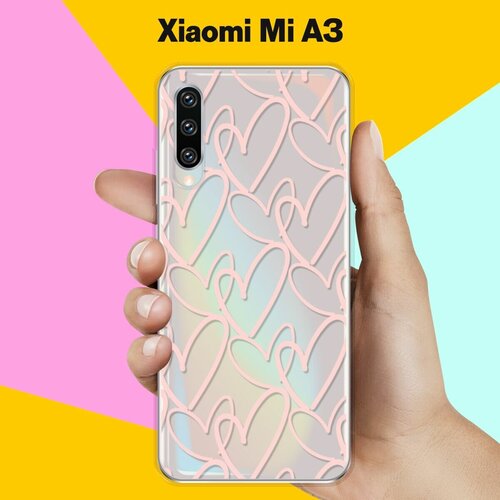 Силиконовый чехол Сердца на Xiaomi Mi A3 силиконовый чехол коричневая такса на xiaomi mi a3