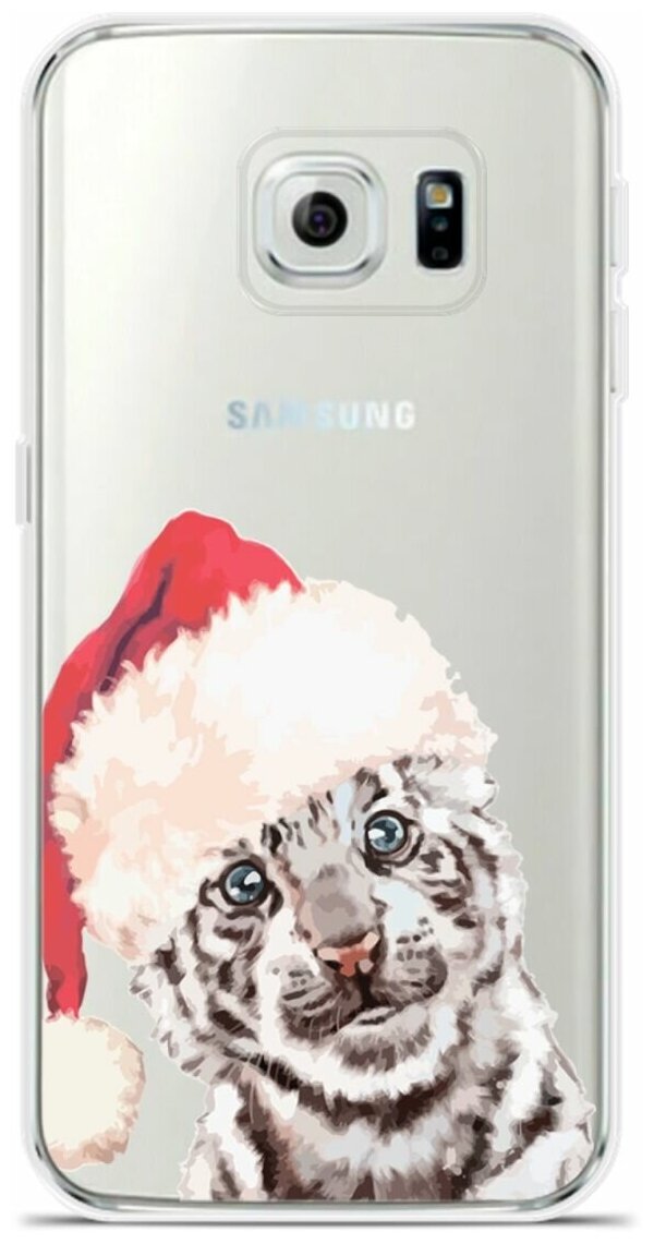 Силиконовый чехол на Samsung Galaxy S6 Edge Белый тигр / для Самсунг Галакси С6 Эдж