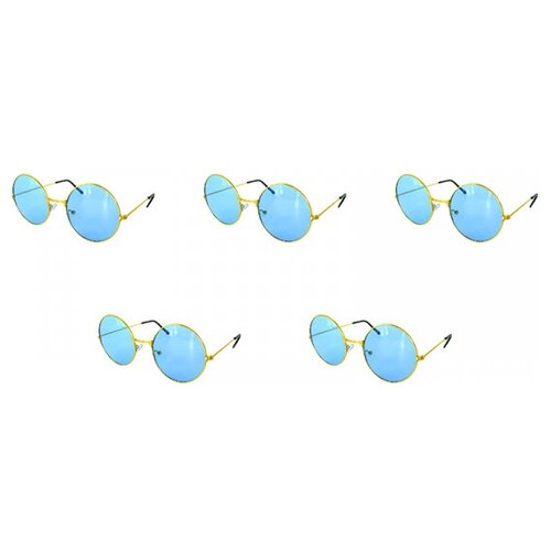 Очки круглые Джона Леннона голубые синие взрослые (Набор 5 шт.) очки круглые джона леннона черные тишэйды имиджевые для селфи солнцезащитные хиппи взрослые набор 3 шт