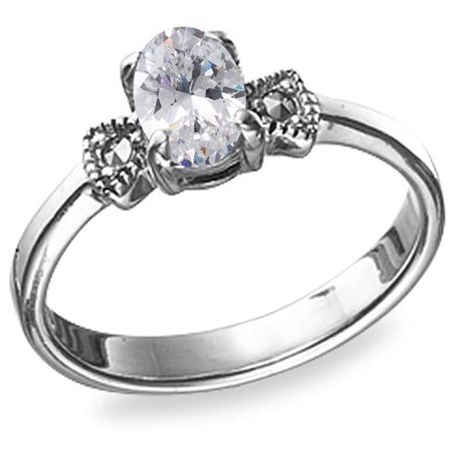 фото Марказит кольцо с марказитами и фианитами из серебра hr451, размер 18