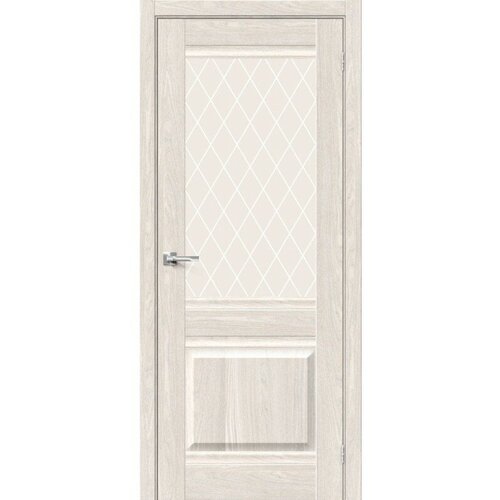 Прима-3 Ash White/White Сrystal, дверь межкомнатная Браво