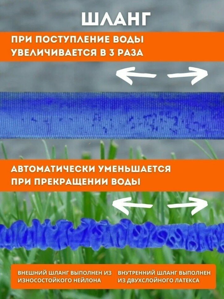 Шланг садовый растягивающийся для полива с распылителем, 60 метров - фотография № 5