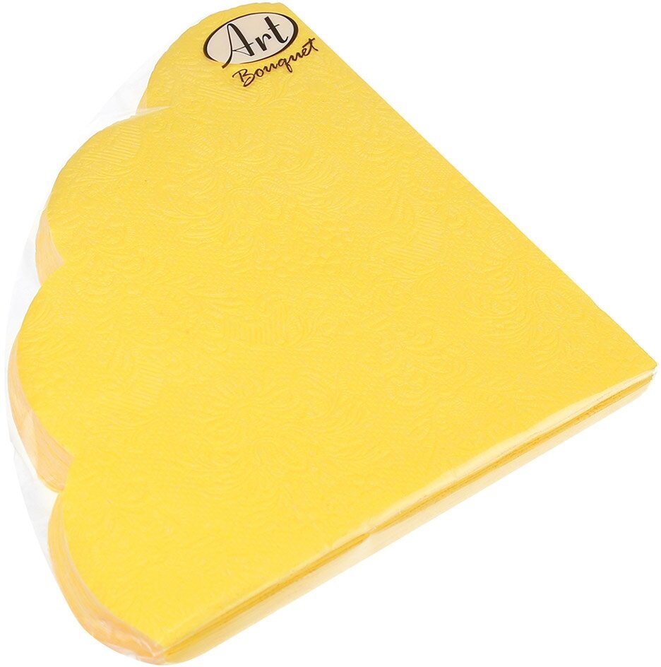 Салфетки бумажные "Art Bouquet Rondo" д32см, 3-х слойные, 12 штук в упаковке, 100% целлюлоза, "Барокко. Желтый" - фотография № 1