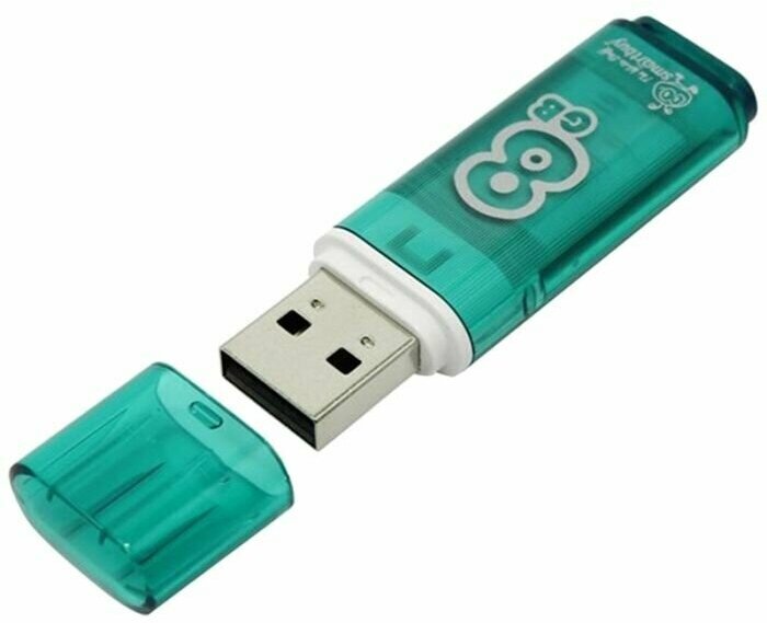 Память Smart Buy "Glossy" 8GB, USB 2.0 Flash Drive, зеленый