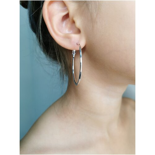 Серьги , размер/диаметр 40 мм., серебряный