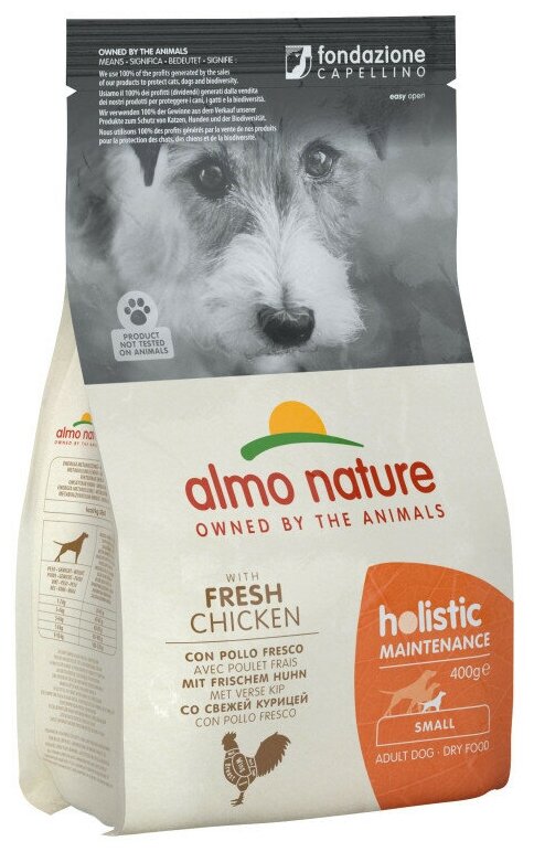 Almo Nature Holistic сухой корм для взрослых собак малых пород с курицей - 400 г