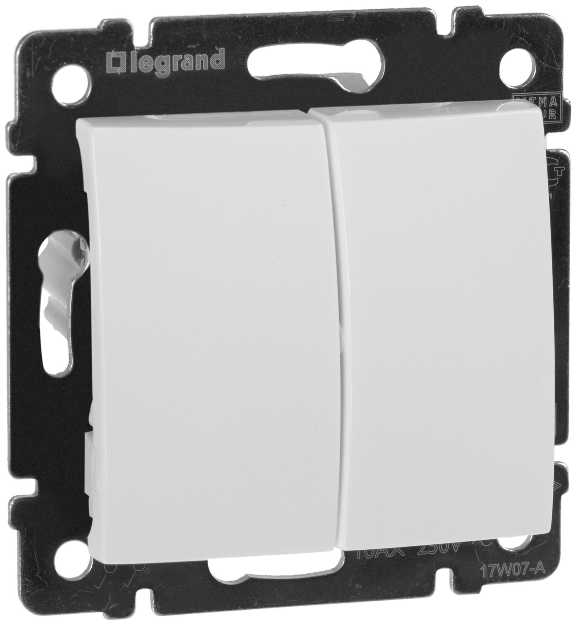 Переключатель Legrand "Valena" 774408, двухклавишный, скрытый, белый