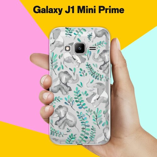 Силиконовый чехол на Samsung Galaxy J1 Mini Prime Узор из слонов / для Самсунг Галакси Джей 1 Мини Прайм пластиковый чехол космос розовый на samsung galaxy s4 mini самсунг галакси с 4 мини
