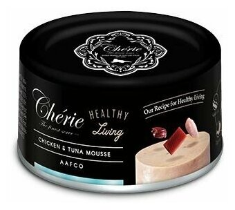 Влажный корм для кошек Pettric Cherie Healthy Living, мусс с курицей и тунцом, 80 г, 1 шт.