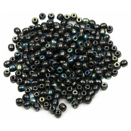 Стеклянные чешские бусины, круглые, Glass Pressed Beads, 2 мм, цвет Jet Hematite AB, 200 шт.