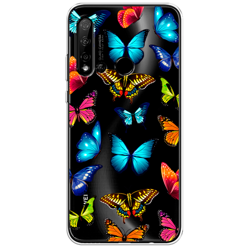 Силиконовый чехол на Huawei P20 Lite 2019/Nova 5i / Хуавей P20 Lite/Нова 5i Разные бабочки, прозрачный