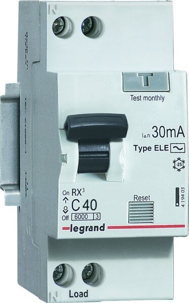 Выключатель автоматический дифференциальный RX3 1п+N 6А C 30мА тип AC | код. 419396 | legrand (2шт. в упак.)
