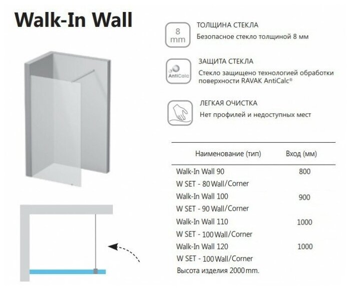 Уголок душевой Ravak Walk-In GW9WG0C00Z1 - фотография № 9