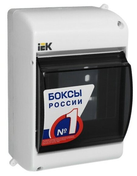 Бокс IEK КМПн 2/4, 4 модуля, IP30, прозрачная крышка, пластик