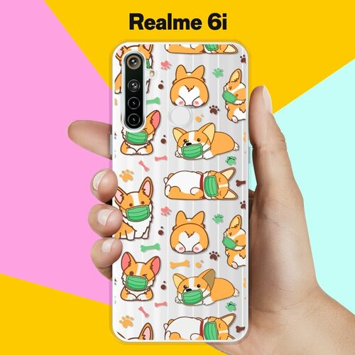 Силиконовый чехол на realme 6i Корги в масках / для Реалми 6ай силиконовый чехол на realme 6i ван гог корги для реалми 6ай