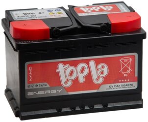Аккумулятор автомобильный Topla Energy 75 Ач 750 А прям. пол. (108375/57013 SMF) АКБ для авто