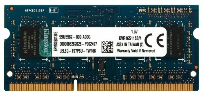 Оперативная память Kingston DDR3 4Gb SO-DIMM (KVR16S11S8/4)