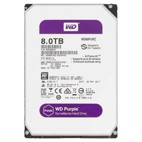 Жесткий диск Western Digital WD Purple 8 ТБ WD80PURZ