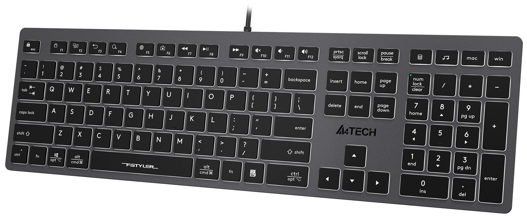 Клавиатура A4Tech Fstyler FX60 серый/белый (fx60 grey / white) - фото №1