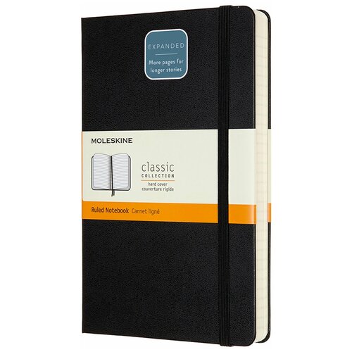 Блокнот Moleskine CLASSIC EXPENDED QP060EXP Large 130х210мм 400стр. линейка твердая обложка черный