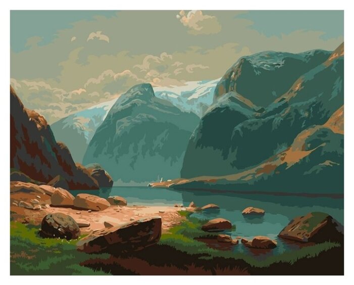 ФРЕЯ Картина по номерам Озеро в горах Швейцарии 40х50 см (GTG-PNB/R1 №10)