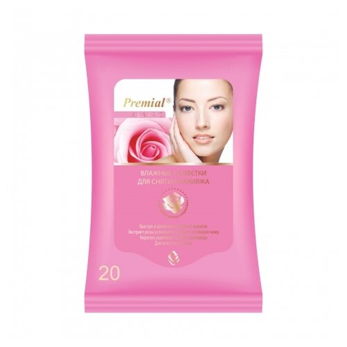 Влажные салфетки для снятия макияжа Premial Beauty For Face &Lips 20 шт