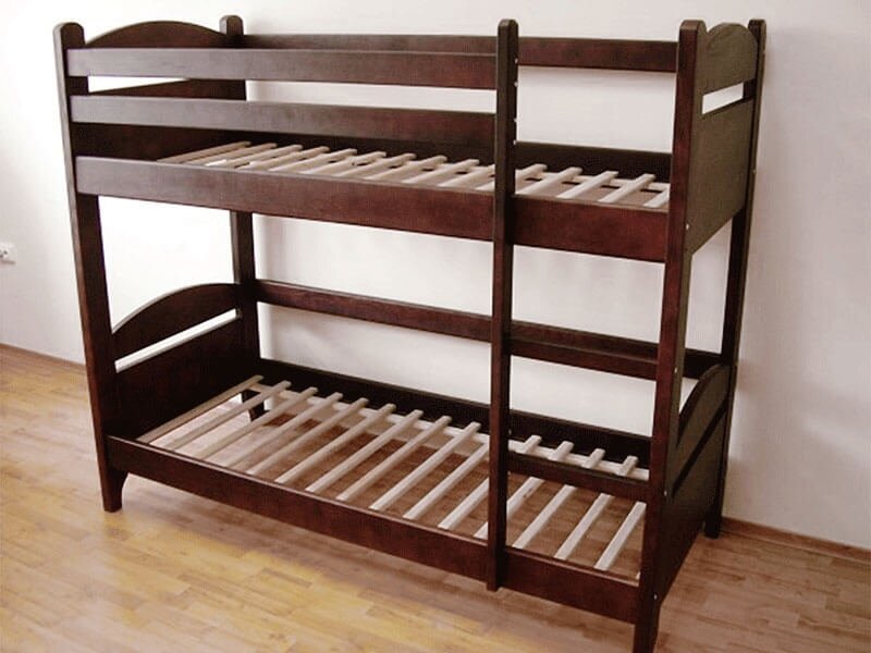 Двухъярусная кровать из массива сосны Новинка, 80х200 см (габариты 90х210 см), цвет венге