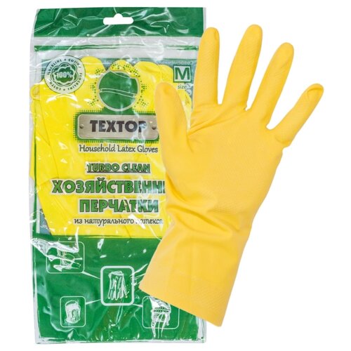 фото Перчатки хозяйственные m turbo clean латекс textop