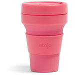Многоразовый складной стакан STOJO с крышкой для кофе с собой из пищевого силикона / Стакан для кофе / Кружка для кофе 355 мл, цвет Peony - изображение