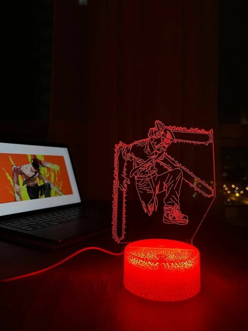 3D Светильник-ночник Человек - Бензопила Аниме, ночник для мальчиков и девочек