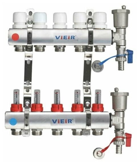 Коллекторная группа с расходомерами 3 выходов ViEiR, нержавейка - фотография № 5