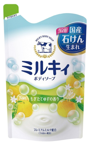 Cow Молочное мыло для тела "Milky Body Soap", с аминокислотами шелка и ароматом свежести, 400 мл (сменная упаковка)