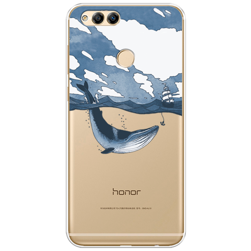 Силиконовый чехол на Honor 7X / Хонор 7Х Большой кит, прозрачный силиконовый чехол на honor 7x хонор 7х большеглазая панда прозрачный