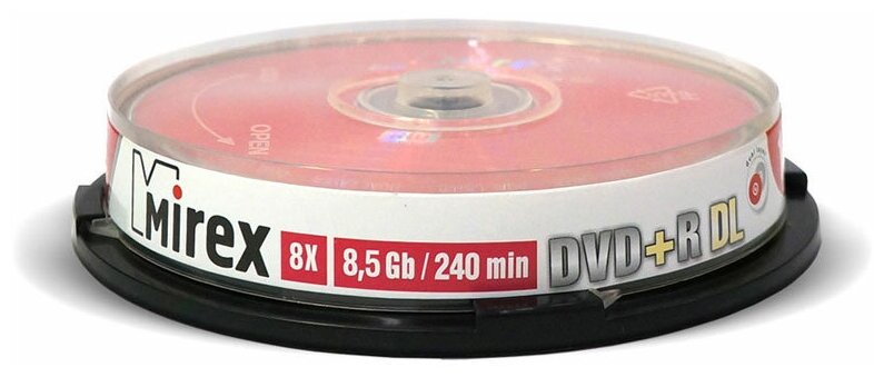 Диск DVD+R Mirex 8.5 Gb, 8x, Cake Box (10), Dual Layer (10/300) 204213 {UL130062A8L}