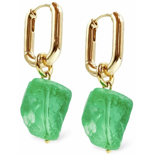 Серьги Soti, кварц, размер 45 мм, золотой, зеленый