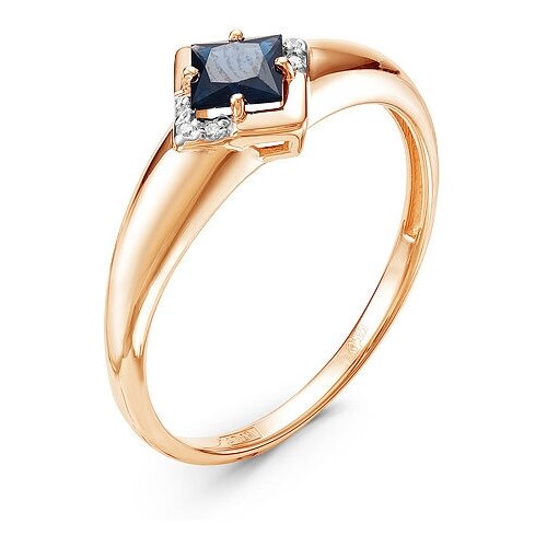 Кольцо Diamant online, золото, 585 проба, бриллиант, сапфир, размер 17.5