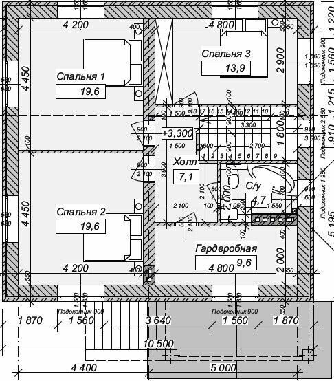 Проект двухэтажного дома без гаража из газобетонного блока с облицовкой из керамического кирпича площадью 156,9 кв.м - фотография № 8