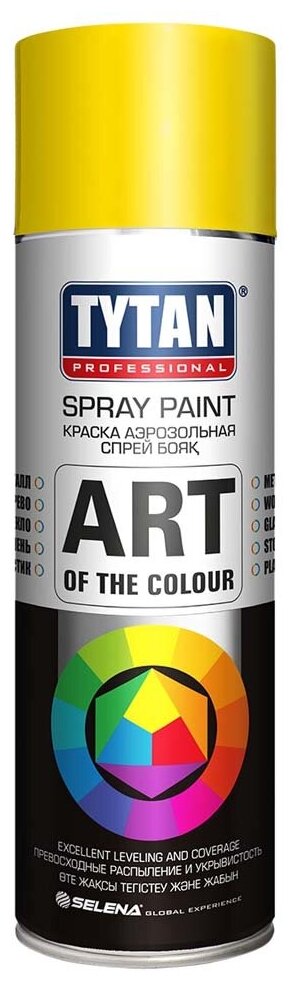 Аэрозольная краска Tytan Professional Art of the color, глянцевая, 400 мл, RAL 1018, желтая