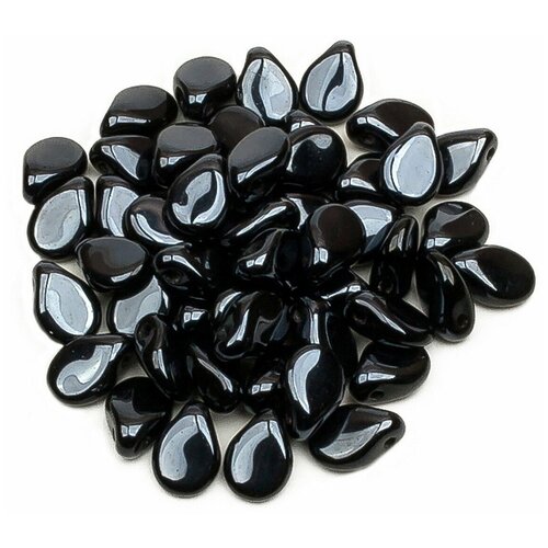 Стеклянные чешские бусины, Pip Beads, 5х7 мм, цвет Jet Blue Hematite Full, 50 шт.